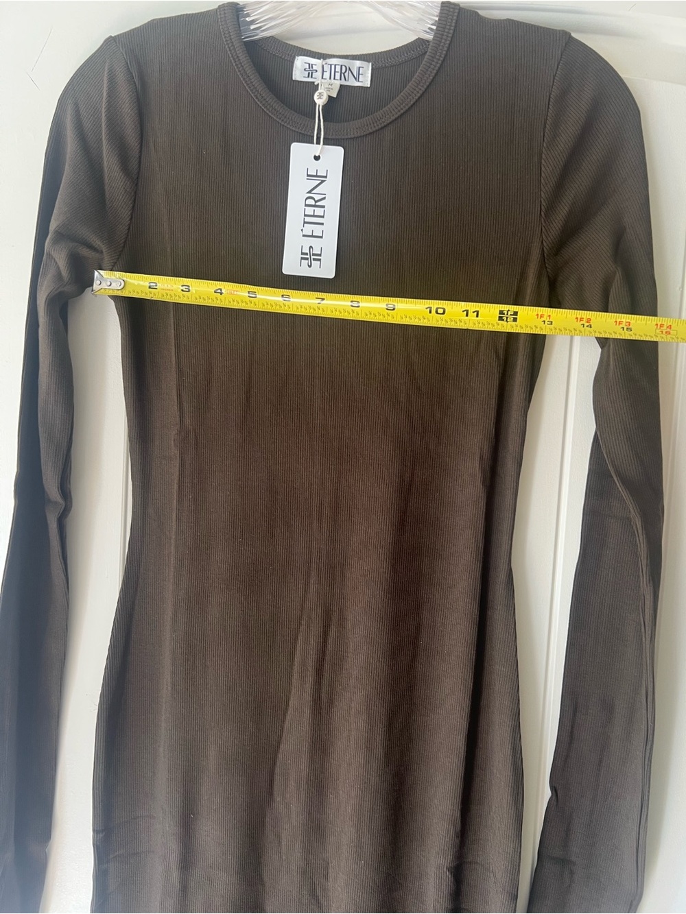 NWT moss green cotton modal Long Sleeve Crewneck Maxi Dress - Picture 10 of 12